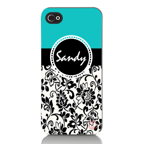 Personalized Iphone 4, 4s, 5 Cell Phone Case With Your Name & Damask Pattern
